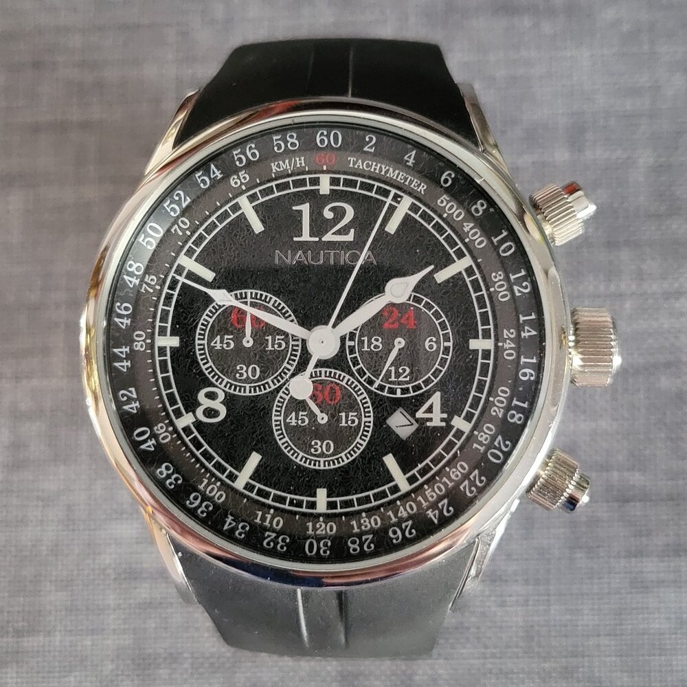 Vintage Nautica Watch Black Band Stainless Steel